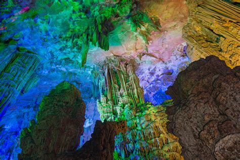 Color Illumination Of Underground Caves Stock Photo Download Image