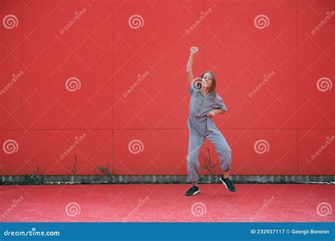 Dancing Teen Girl Showing Hip Hop Dance On Urban Background Energetic Young Dancer Cool Moving