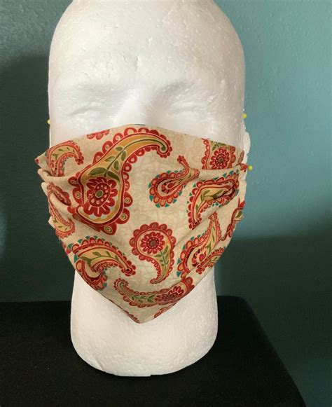 Paisley Striped Face Mask Reversible Floral Face Cover Etsy