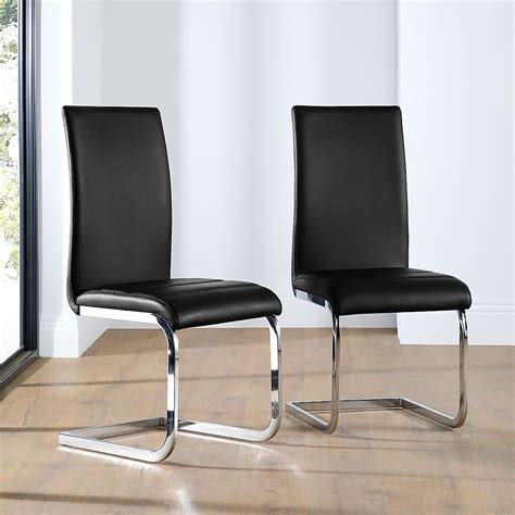 Perth Dining Chair Black Classic Faux Leather And Chrome Only £6999