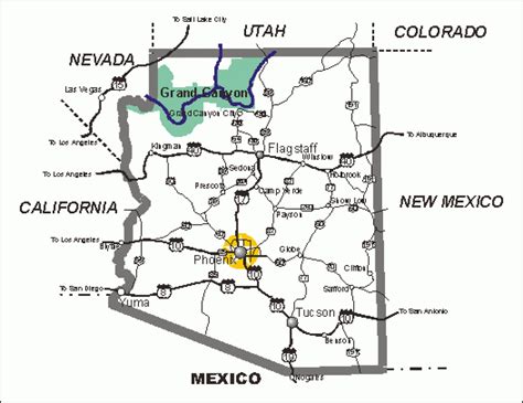 Arizona State Map With Major Cities Printable Map