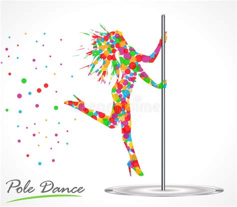 Silhouette De La Jeune Belle Femme Dansant Un Strip Tease Danse De Poteau Illustration De
