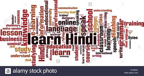 Learn Hindi Word Cloud Concept Vector Illustration Stock