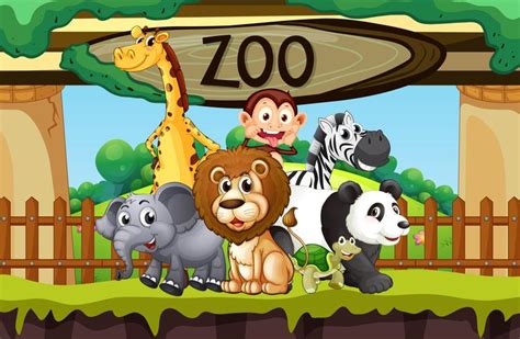 Wild Animals At The Zoo 414881 Vector Art At Vecteezy