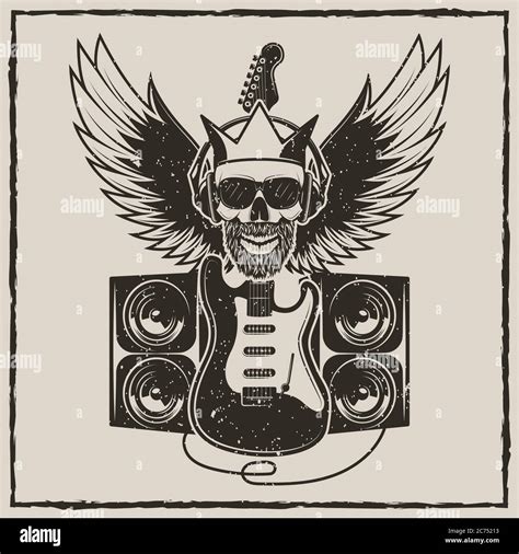 Vintage Rock Star Vector Grunge Illustration Stock Vector Image And Art