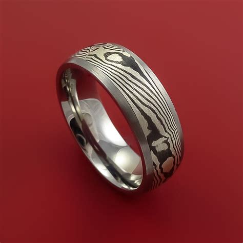 Titanium And Sterling Silver Mokume Ring Custom Made To Any Size