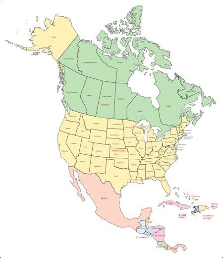 Editable Map Of North America Detailed Map