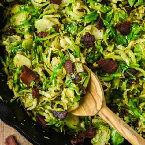 shaved brussels sprouts with bacon recipe chisel and fork