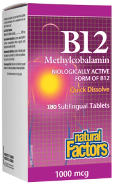 Vitamin B12 Methylcobalamin 1000 Mcg By Natural Factors