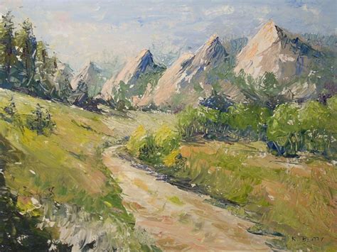 Oil Painting Of A Landscape Scene In The Rocky Mountains The Flatirons