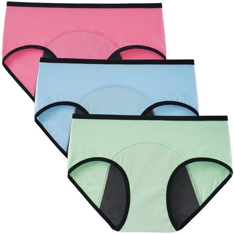 innersy women s period panties cotton hipster menstrual maternity underwear 3 pack m pink blue