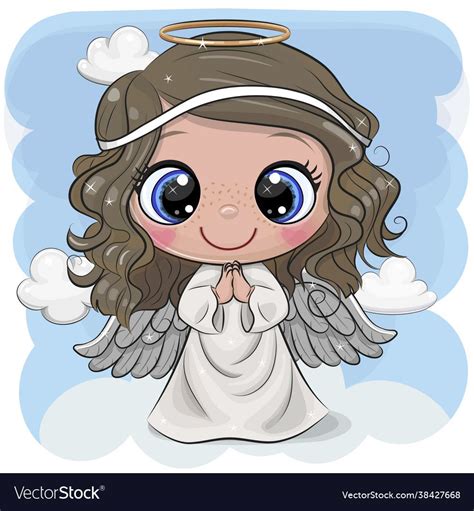 Cute Cartoon Christmas Angel On A Blue Background Download A Free