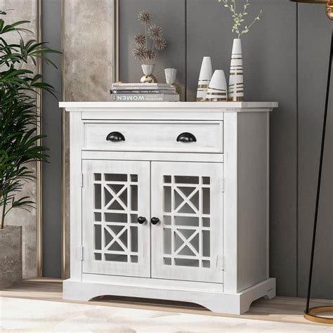 Harper And Bright Designs White Storage Cabinet Wih Doors And Big Wood