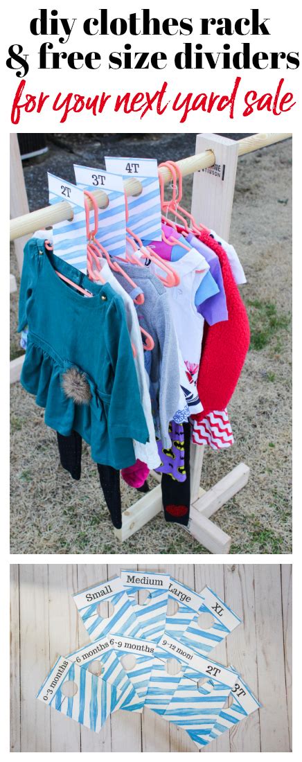 New customer ask if i could build her a clothes rack for yard sales, something that was easily to take apart and transport , the dowels. DIY Clothes Rack and Free Printable Size Dividers for Yard ...