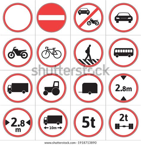 European Union Road Sign Set Part Stock Vector Royalty Free