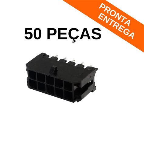 Kit 50 peças Conector Micro Fit 6 Vias 2x3 180G Macho Passo 3mm