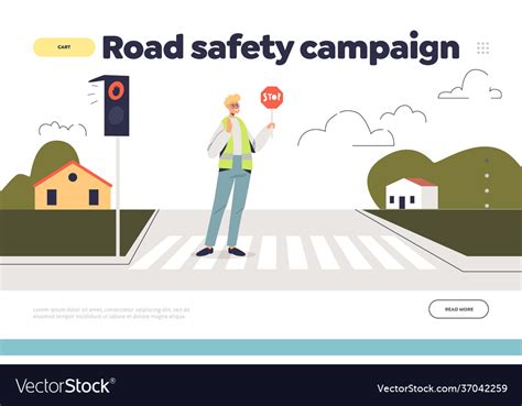 Road Safety Campaign Concept Landing Page Vector Image