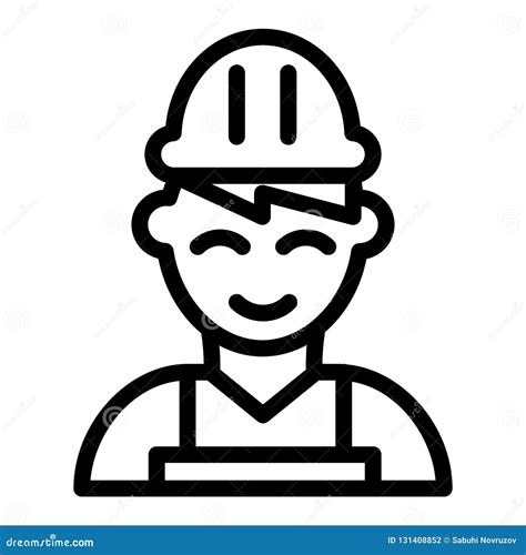 Builder Line Icon Engineer Vector Illustration Isolated On White Stock