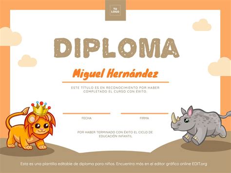 Diplomas Y Reconocimientos Editables Para Niños