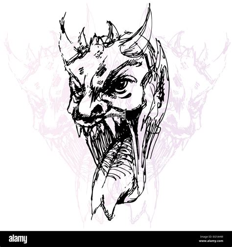 An Image Of A Demon Face Drawing Stock Photo Alamy