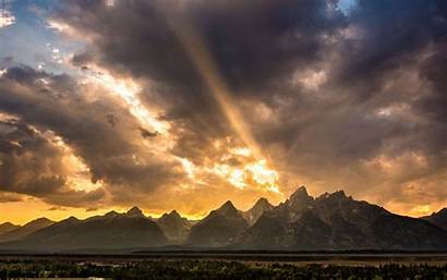 Mountains Rocky Sunset Wyoming Landscapes Sky Mountain