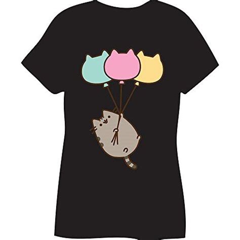 Ad Pusheen The Cat Balloons Juniors T Shirt Smallblack Pu