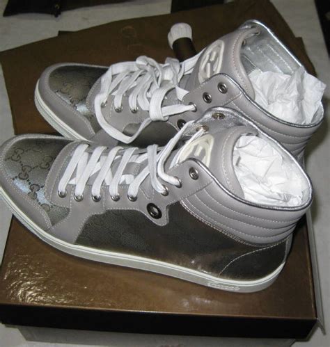 Gucci Silver Tennis Shoes High Tops