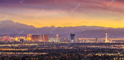 Premium Photo Panorama Cityscape View Of Las Vegas At Sunset In