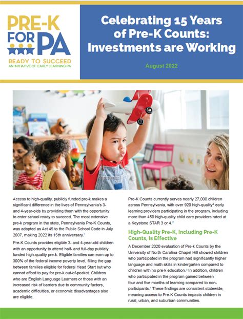 Report Celebrating 15 Years Of Pre K Counts Investments Are Working