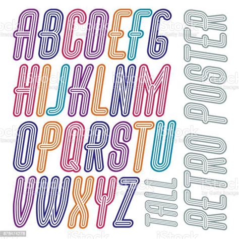 Vector Retro Vintage Capital English Alphabet Letters Collection Funky
