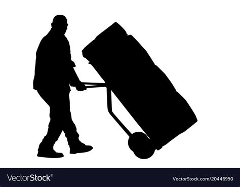 Delivery Man Silhouette Carrying Boxes With A Vector Image