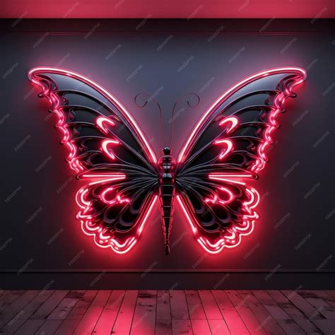 Premium Ai Image Neon Butterfly Art Generative Ai