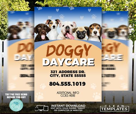 Doggy Daycare Edit Online 5X7 Digital & Printable Do It | Etsy