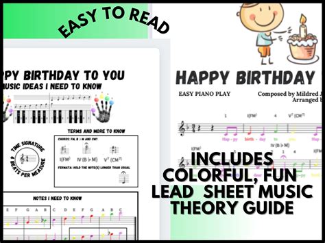 happy birthday   piano sheet  instant digital etsy