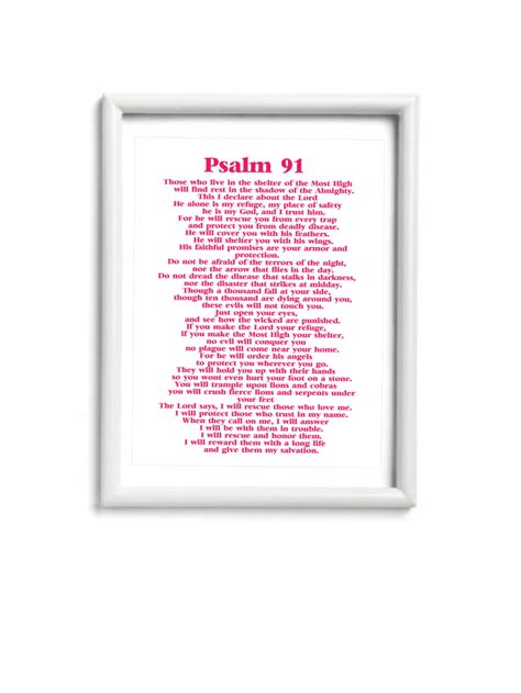 Psalm 91 Prayer Card Psalm 91 Poster Mini Bible Prayer Card Etsy