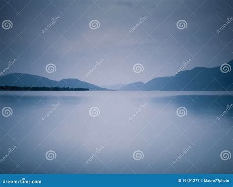 Blue Lake At Twilight Stock Image Image Of Iseo Still 19491277