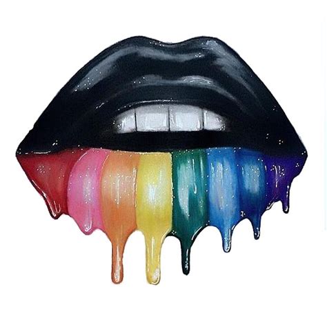 Drippings Rainbow Lips Art Print By Andrianas Art