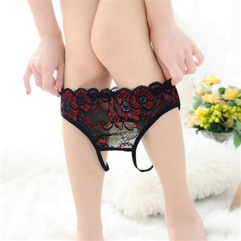 Women Thongs And G Strings Lace Transparent Panties For Sex Open Crotch