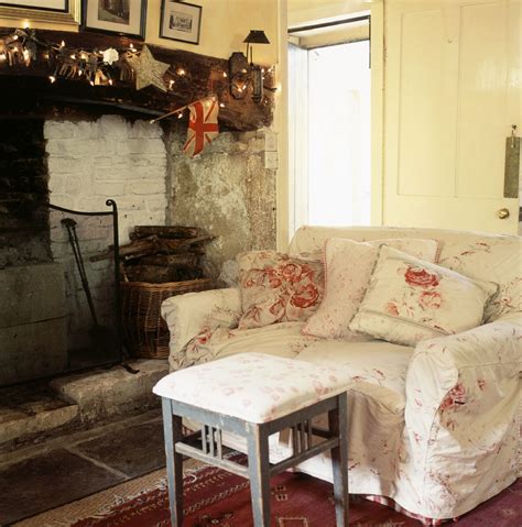English Country Cottage Sitting Room With Inglenook Fireplace And