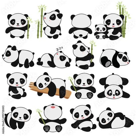 Hand Drawing Cute Panda With A Lot Of Variation Stock Vector Adobe Stock
