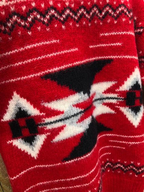Vintage Womans S Red Aztec Wool Sweater By Enro Siz Gem