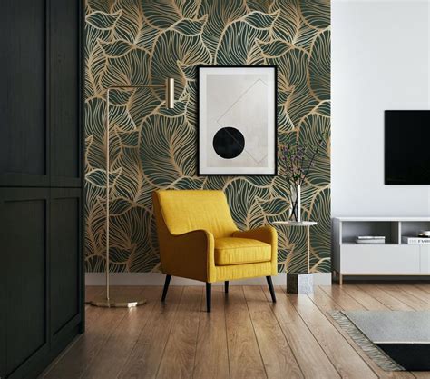 Peel And Stick Wallpaper Green Leaves Wallpaper Glamour Wall Mural