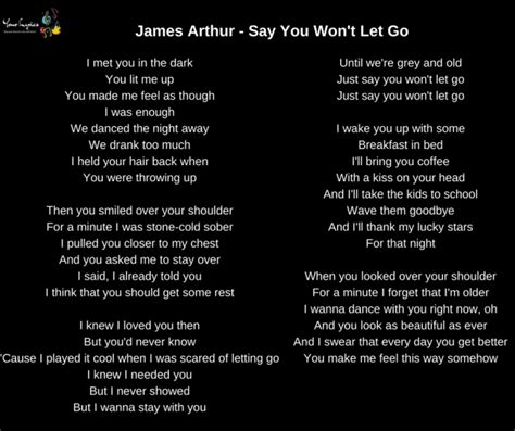 James Arthur Say You Wont Let Go Lyrics Your Lyrics