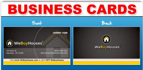 Offers cannot be combined with other offers. Business Cards | We Buy Houses Marketing Portal