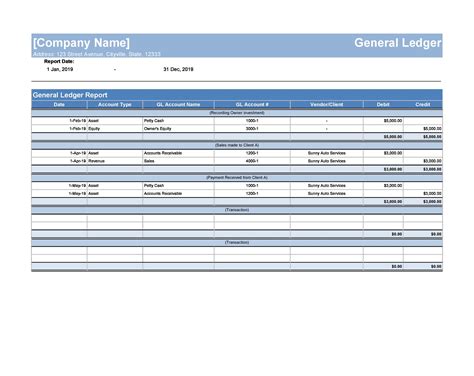 Perfect General Ledger Templates Excel Word Templatelab