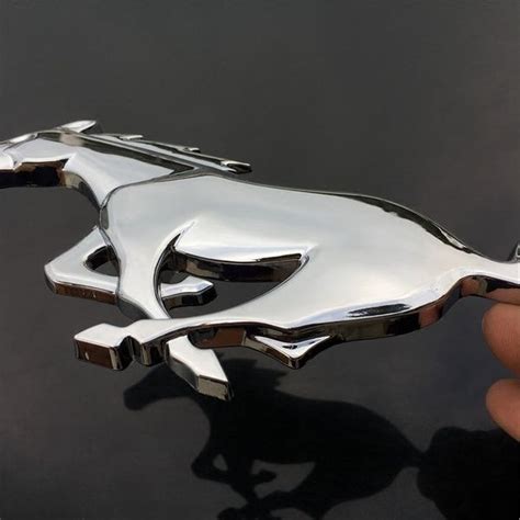 3d Metal Chrome Silver Black Car Styling Running Horse Emblem Badge For