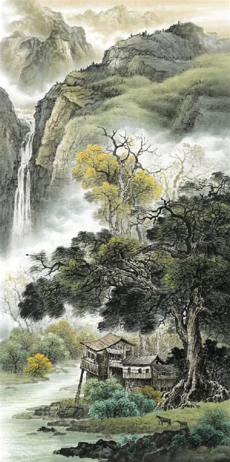 Shan Shui Painting Misty Mountain Art Giclee Print Handcrafted