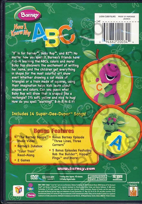 Barney Now I Know My Abc S On Dvd Movie