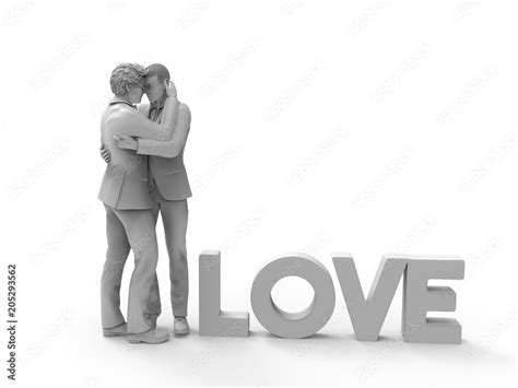 Same Sex Couple In Love Male Couple Gay Marriage 3d Render Stock Illustration Adobe Stock