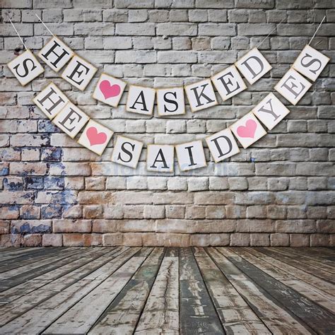 He Asked She Said Yes Wedding Bunting Banner Engagement Garland Photo Props Engagement Brunch